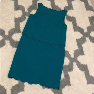 Blue/green scallop dress